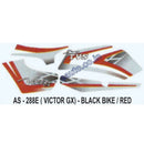 Graphics Sticker Set for TVS Victor GX | Black Vehicle | Red Sticker