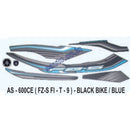 Graphics Sticker Set for Yamaha FZ-S FI | Type 9 | Black Vehicle | Blue Sticker