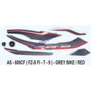 Graphics Sticker Set for Yamaha FZ-S FI | Type 9 | Grey Vehicle | Red Sticker