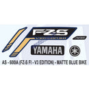 Graphics Sticker Set for Yamaha FZ-S FI V3 | Matte Blue Vehicle