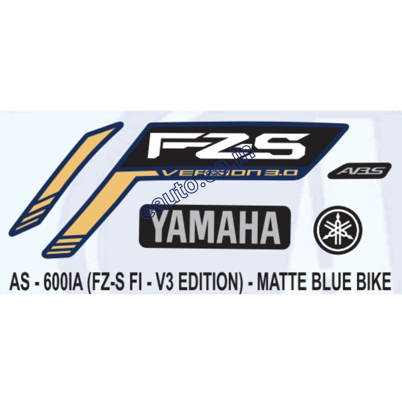 Graphics Sticker Set for Yamaha FZ-S FI V3 | Matte Blue Vehicle