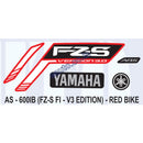 Graphics Sticker Set for Yamaha FZ-S FI V3 | Red Vehicle