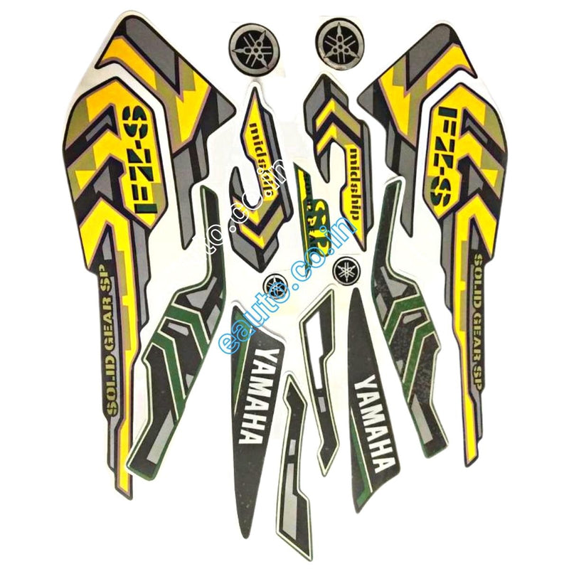 Graphics Sticker Set For Yamaha Fz-S | Type 6 Sp Black & Mild Green Vinyl Decal