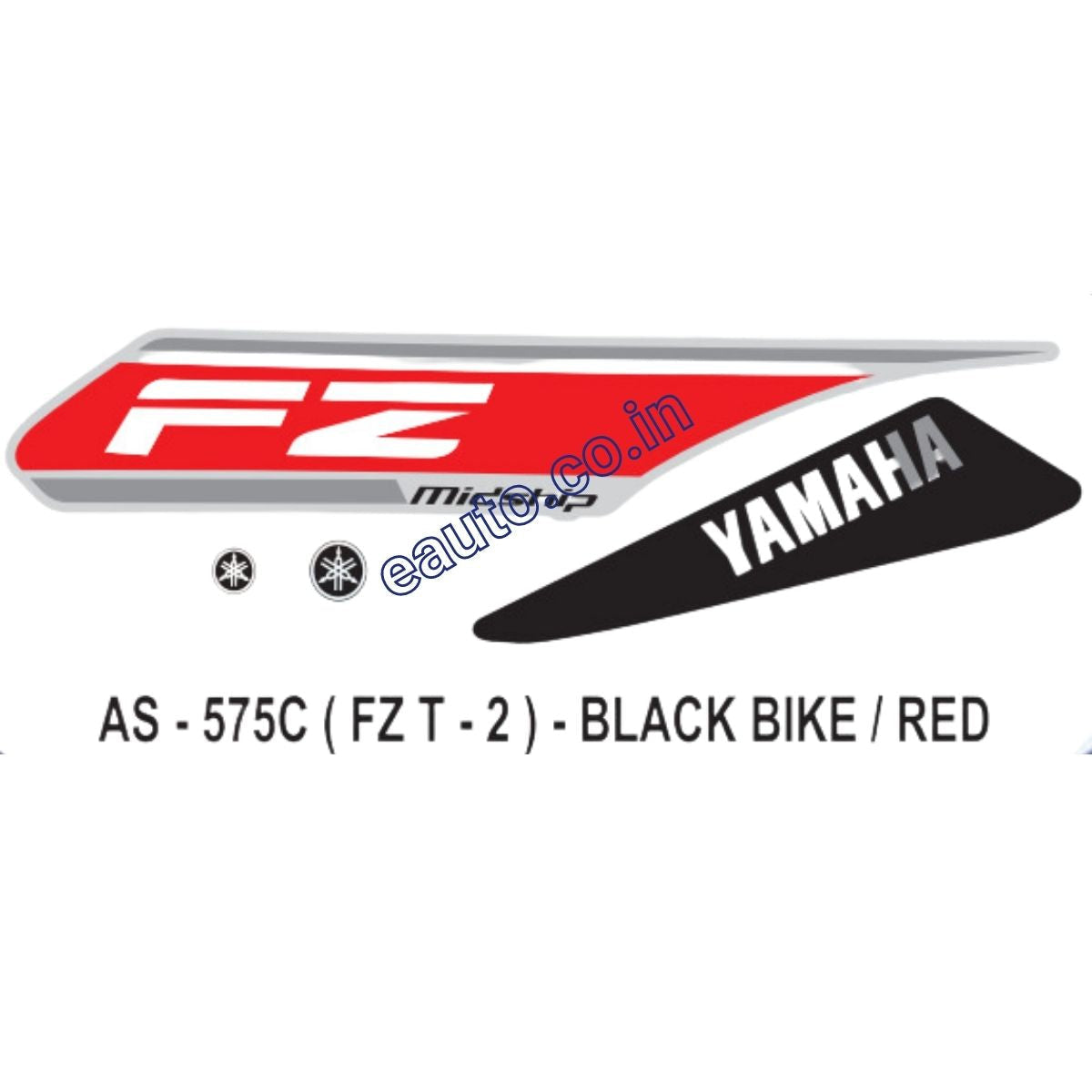 Graphics Sticker Set for Yamaha FZ | Type 2 | Black Vehicle | Red Stic