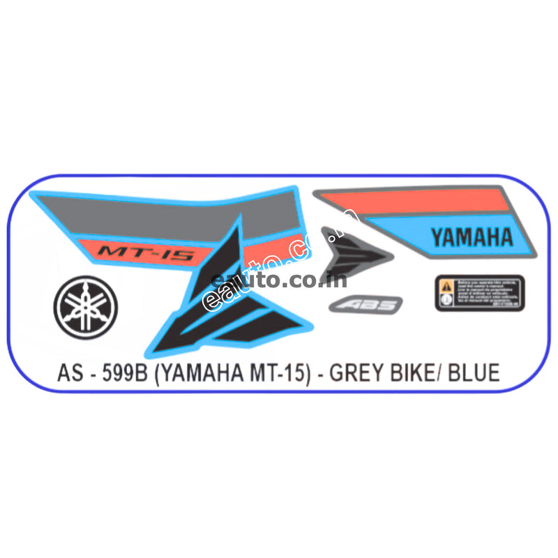 Graphics Sticker Set for Yamaha MT 15 | Grey Vehicle | Blue Sticker