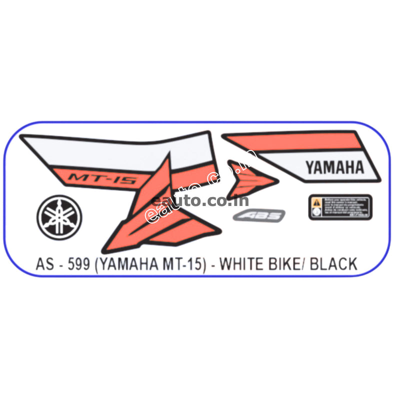 Graphics Sticker Set for Yamaha MT 15 | White Vehicle | Black Sticker