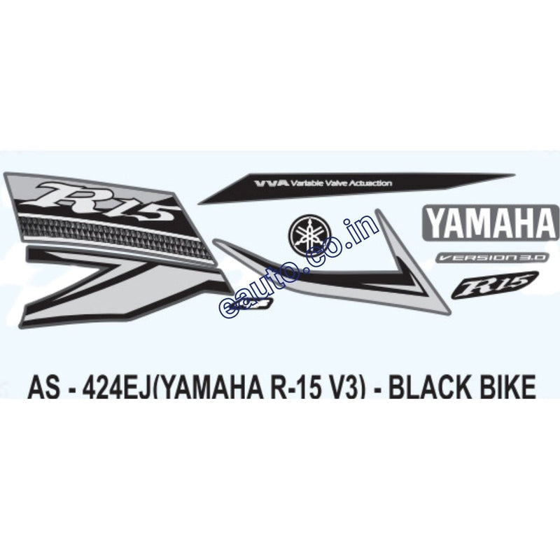 Graphics Sticker Set for Yamaha R15 V3 ABS Black Vehicle Black S