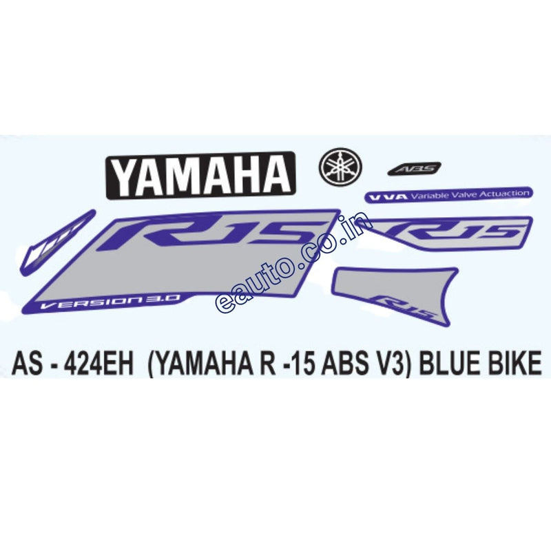 Graphics Sticker Set for Yamaha R15 V3 ABS Blue Vehicle Both Sides