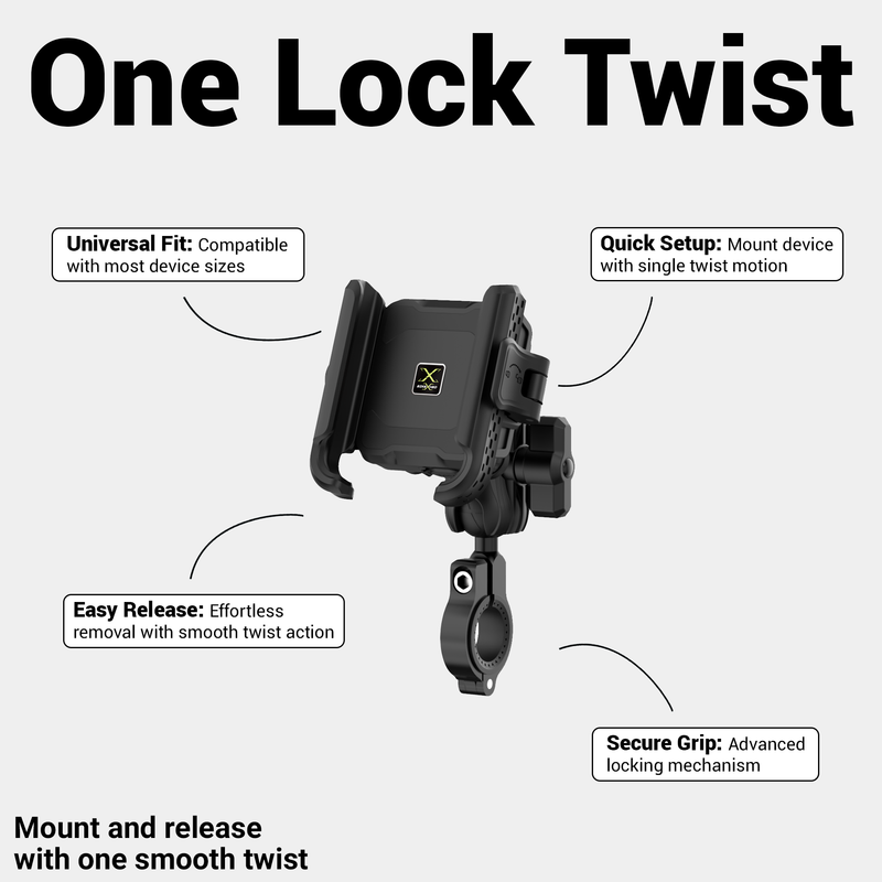 BikeXNeo Grip-X Alpha Mobile Holder | Fits Motorcycle, Bicycle, Scooter | With Shock Absorption Technology