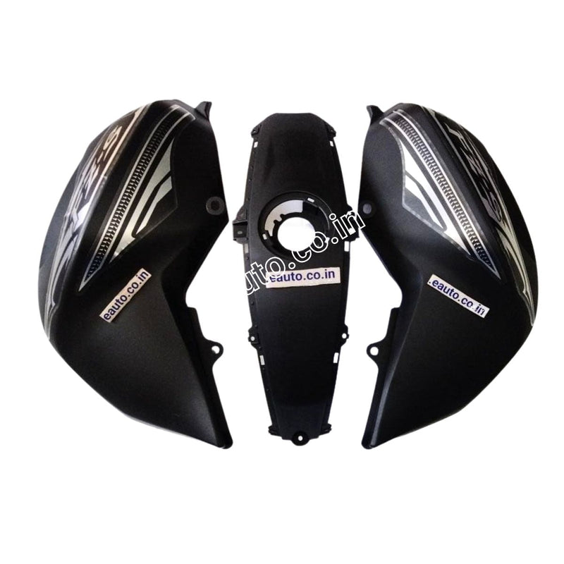 Tank Cover with Graphics for Yamaha FZ-S V2.0 | Matt Black & Chrome | Set of 3 Tank Cover