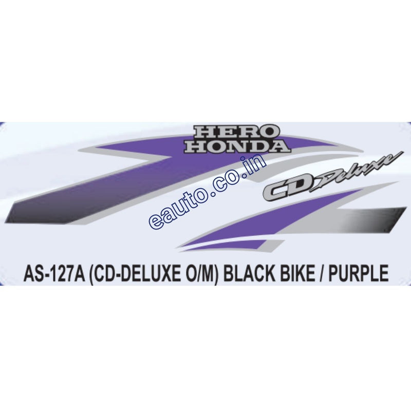Graphics Sticker Set for Hero Honda CD Deluxe | Old Model | Black Vehicle | Purple Sticker