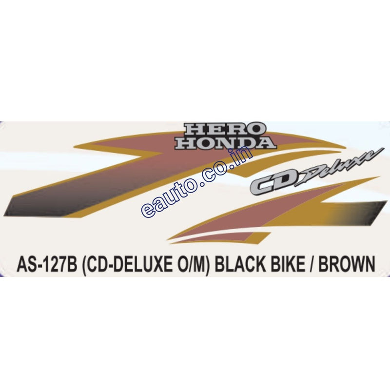 Graphics Sticker Set for Hero Honda CD Deluxe | Old Model | Black Vehicle | Brown Sticker