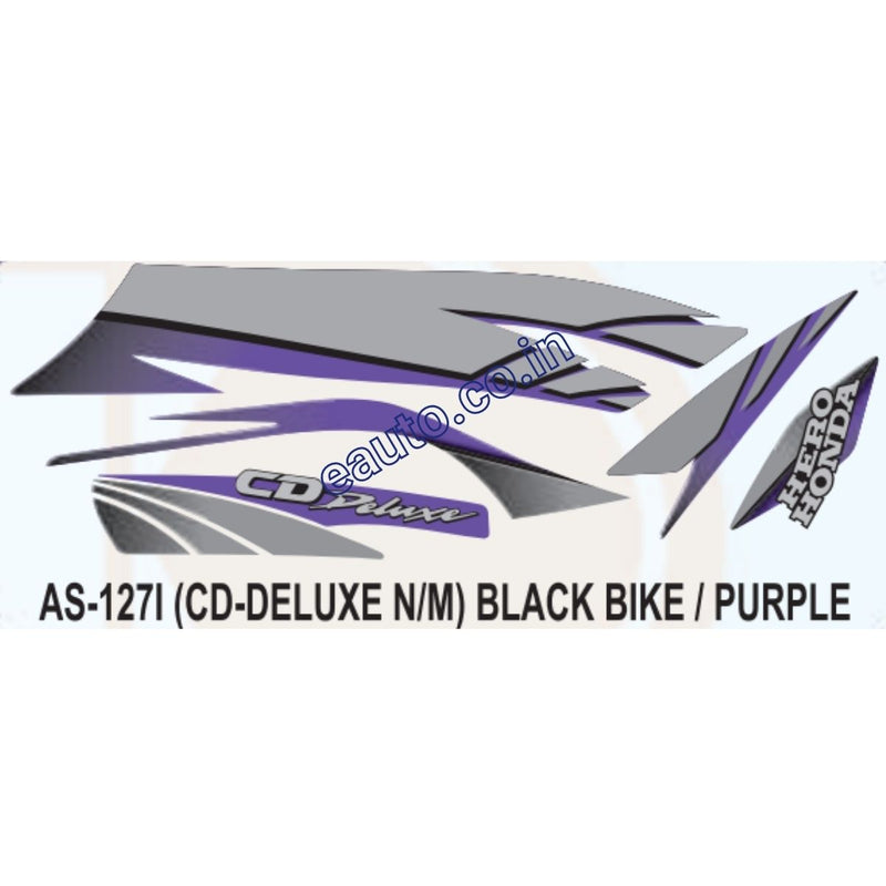 Graphics Sticker Set for Hero Honda CD Deluxe | New Model | Black Vehicle | Purple Sticker