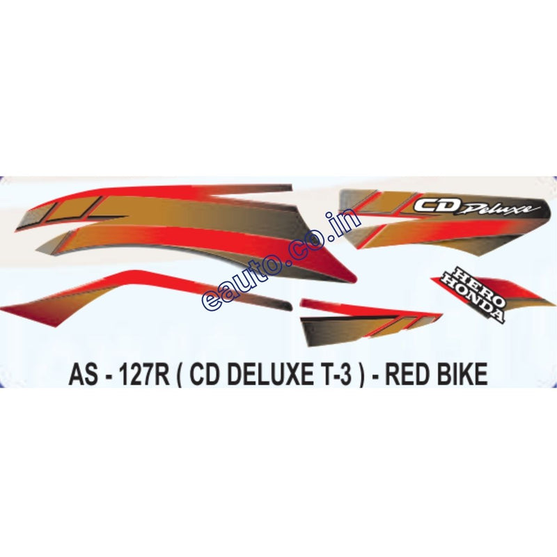 Graphics Sticker Set for Hero Honda CD Deluxe | Type 3 | Red Vehicle