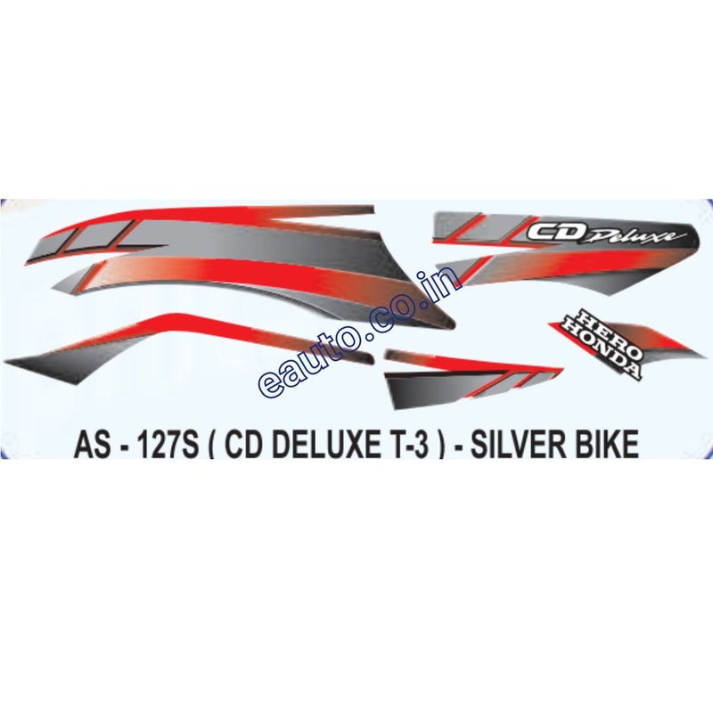 Graphics Sticker Set for Hero Honda CD Deluxe | Type 3 | Silver Vehicle
