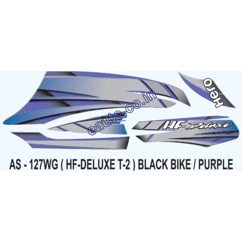 Graphics Sticker Set for Hero HF Deluxe | Type 2 | Black Vehicle | Purple Sticker