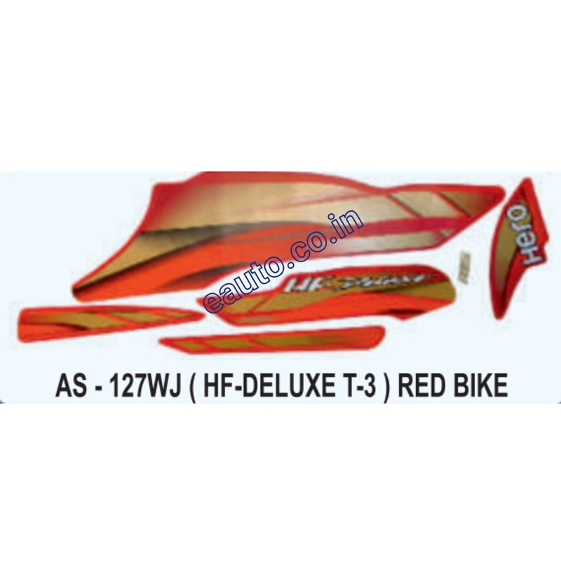 Graphics Sticker Set for Hero HF Deluxe | Type 3 | Red Vehicle