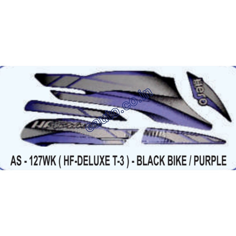 Graphics Sticker Set for Hero HF Deluxe | Type 3 | Black Vehicle | Purple Sticker