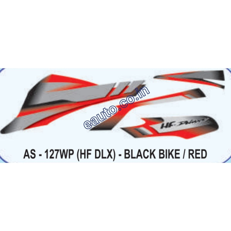 Graphics Sticker Set for Hero HF Deluxe | Black Vehicle | Red Sticker