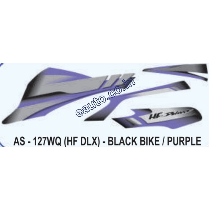 Graphics Sticker Set for Hero HF Deluxe | Black Vehicle | Purple Sticker