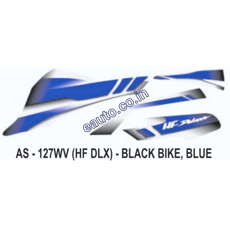 Graphics Sticker Set for Hero HF Deluxe | Black Vehicle | Blue Sticker
