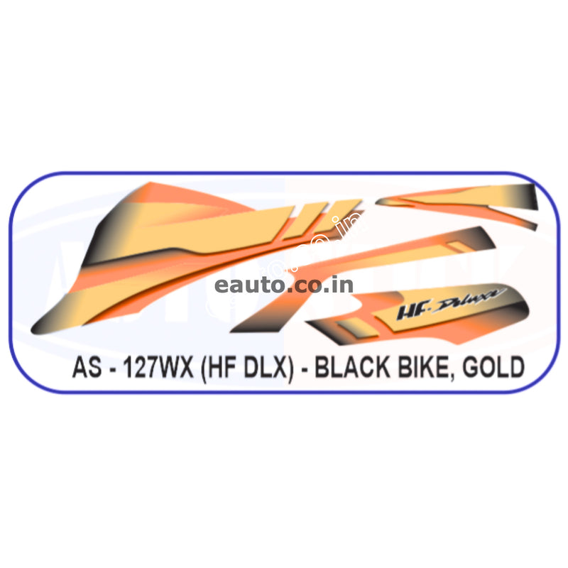Graphics Sticker Set for Hero HF Deluxe | Black Vehicle | Gold Sticker