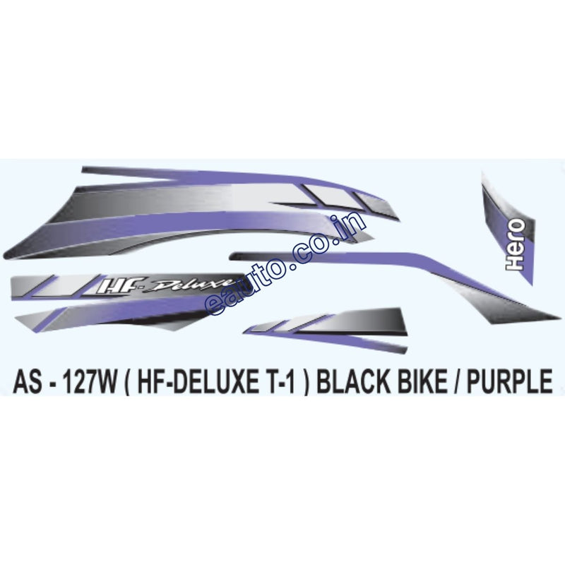 Graphics Sticker Set for Hero HF Deluxe | Type 1 | Black Vehicle | Purple Sticker