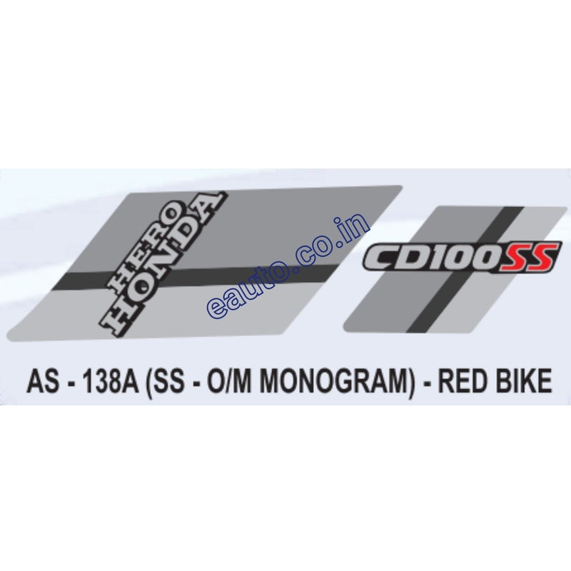 Graphics Sticker Set for Hero Honda CD 100 SS | Old Model | Monogram | Red Vehicle