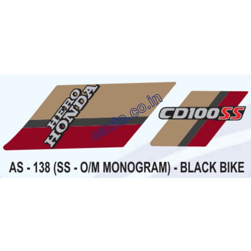 Graphics Sticker Set for Hero Honda CD 100 SS | Old Model | Monogram | Black Vehicle