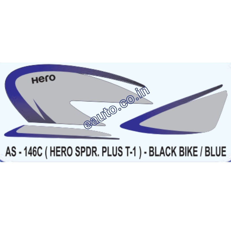 Graphics Sticker Set for Hero Honda Splendor Plus | Type 1 | Black Vehicle | Blue Sticker