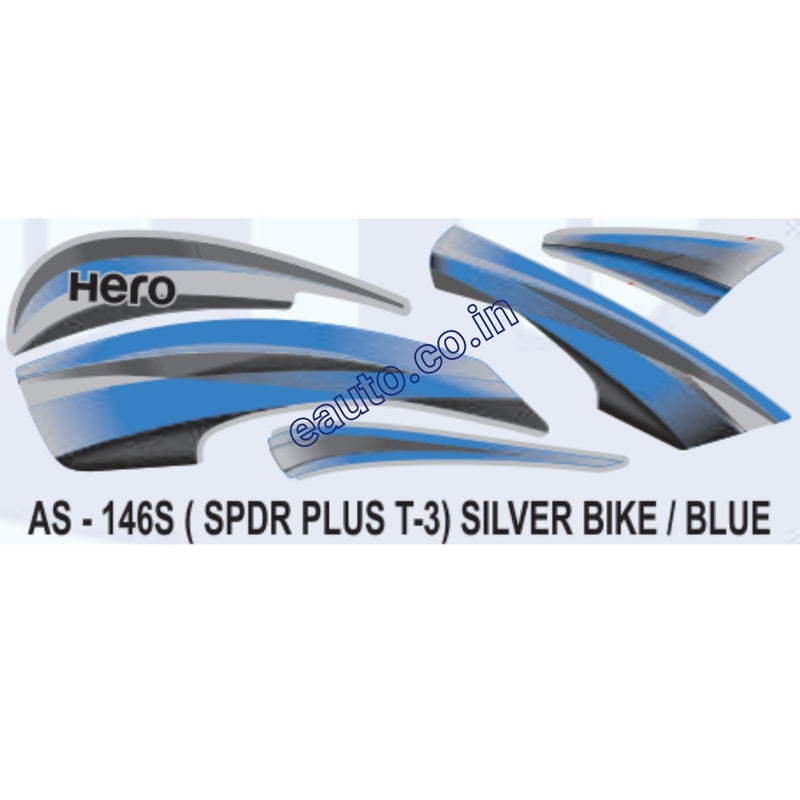 Graphics Sticker Set for Hero Splendor Plus | Type 3 | Silver Vehicle | Blue Sticker
