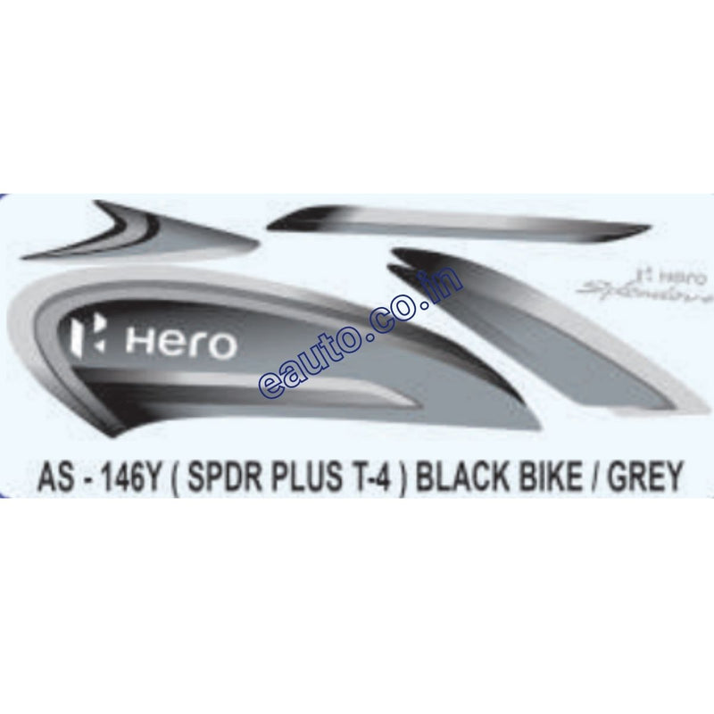 Graphics Sticker Set for Hero Splendor Plus | Type 4 | Black Vehicle | Grey Sticker