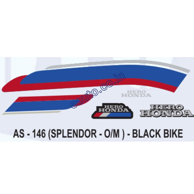 Graphics Sticker Set for Hero Honda Splendor | Old Model | Black Vehicle