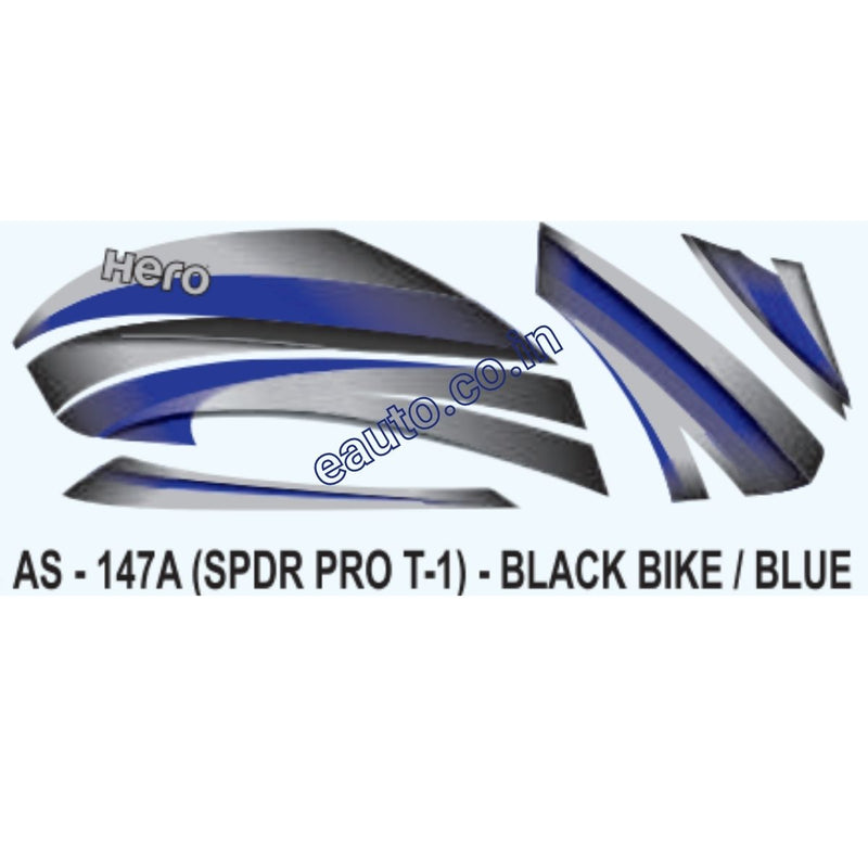 Graphics Sticker Set for Hero Splendor Pro | Type 1 | Black Vehicle | Blue Sticker