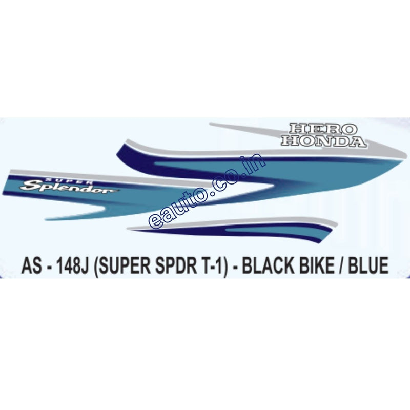 Graphics Sticker Set for Hero Honda Super Splendor | Type 1 | Black Vehicle | Blue Sticker