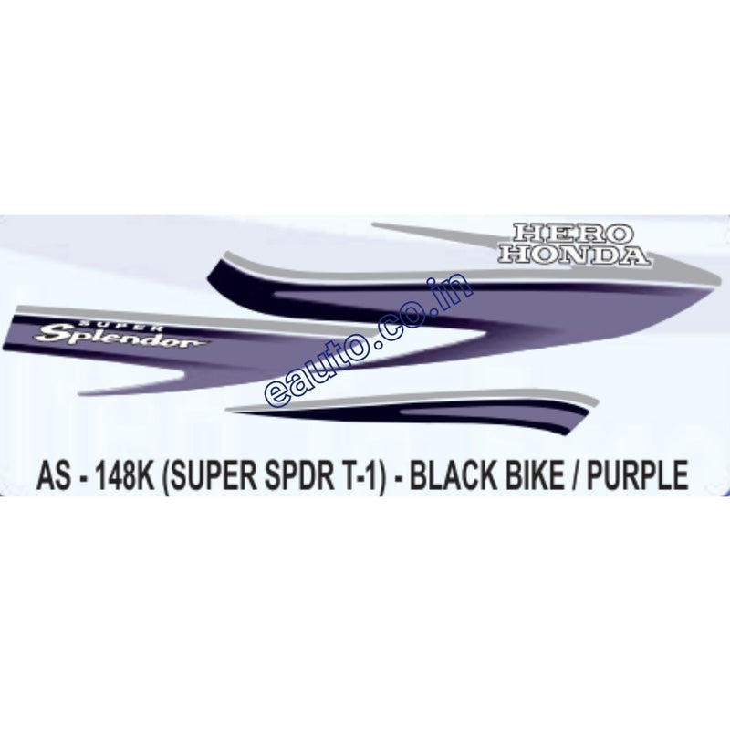Graphics Sticker Set for Hero Honda Super Splendor | Type 1 | Black Vehicle | Purple Sticker