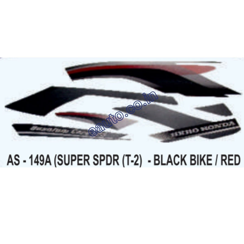 Graphics Sticker Set for Hero Honda Super Splendor | Type 2 | Black Vehicle | Red Sticker