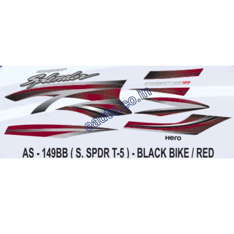 Graphics Sticker Set for Hero Super Splendor 125 | Type 5 | Black Vehicle | Red Sticker