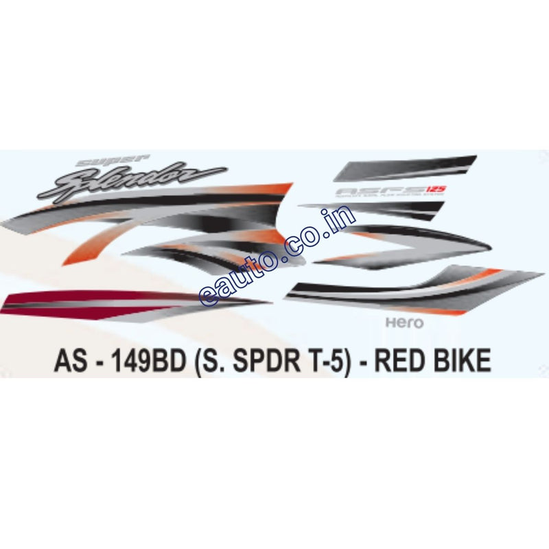 Graphics Sticker Set for Hero Super Splendor 125 | Type 5 | Red Vehicle