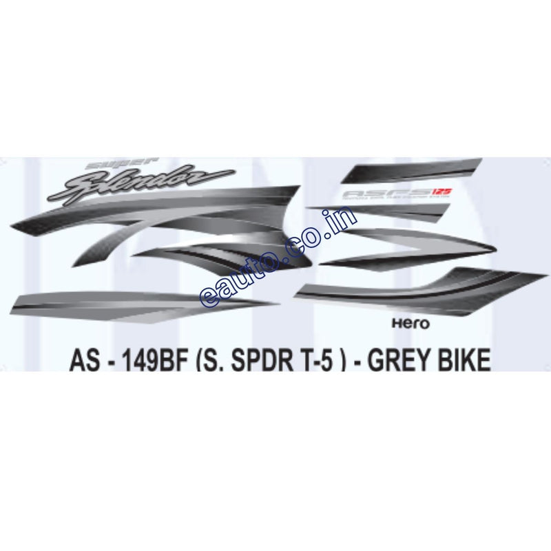 Graphics Sticker Set for Hero Super Splendor 125 | Type 5 | Grey Vehicle