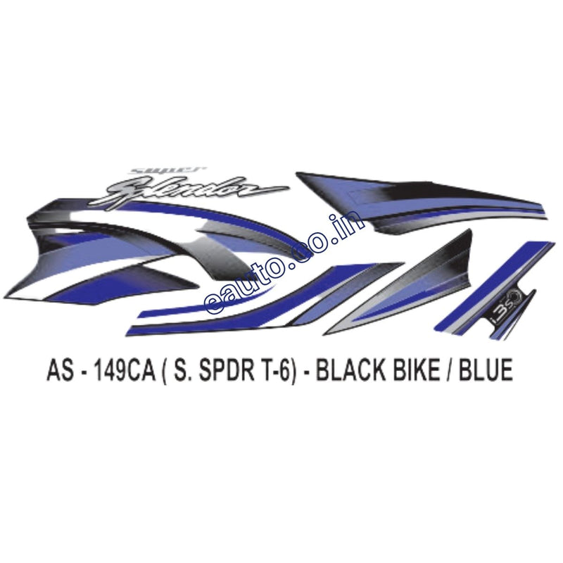 Graphics Sticker Set for Hero Super Splendor i3S | Type 6 | Black Vehicle | Blue Sticker