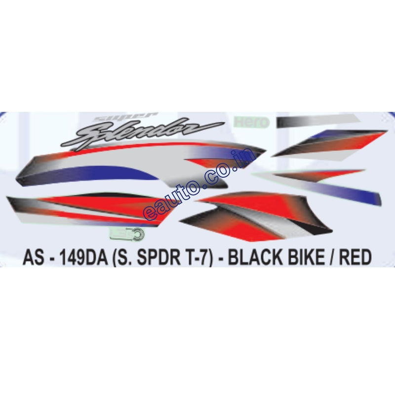 Graphics Sticker Set for Hero Super Splendor i3S | Type 7 | Black Vehicle | Red Sticker