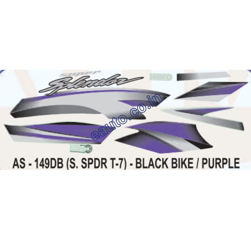 Graphics Sticker Set for Hero Super Splendor i3S | Type 7 | Black Vehicle | Purple Sticker