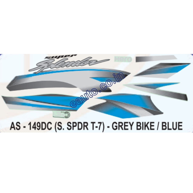 Graphics Sticker Set for Hero Super Splendor i3S | Type 7 | Grey Vehicle | Blue Sticker