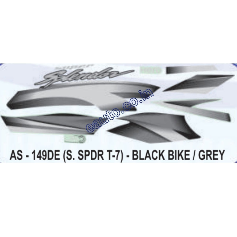 Graphics Sticker Set for Hero Super Splendor i3S | Type 7 | Black Vehicle | Grey Sticker