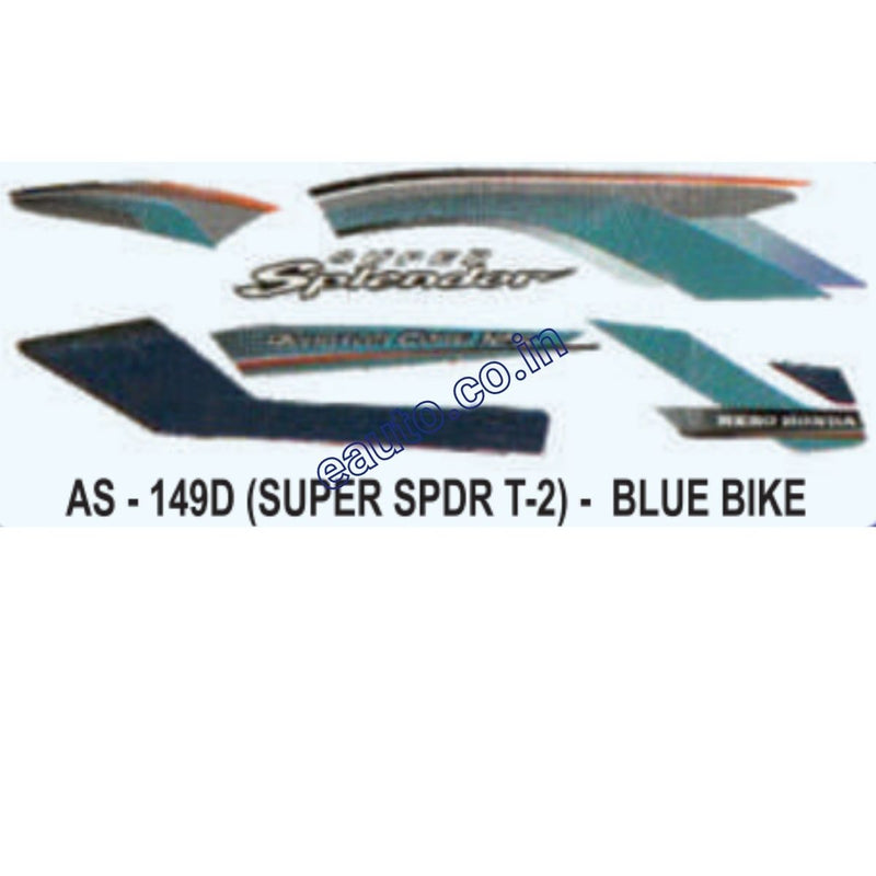 Graphics Sticker Set for Hero Honda Super Splendor | Type 2 | Blue Vehicle