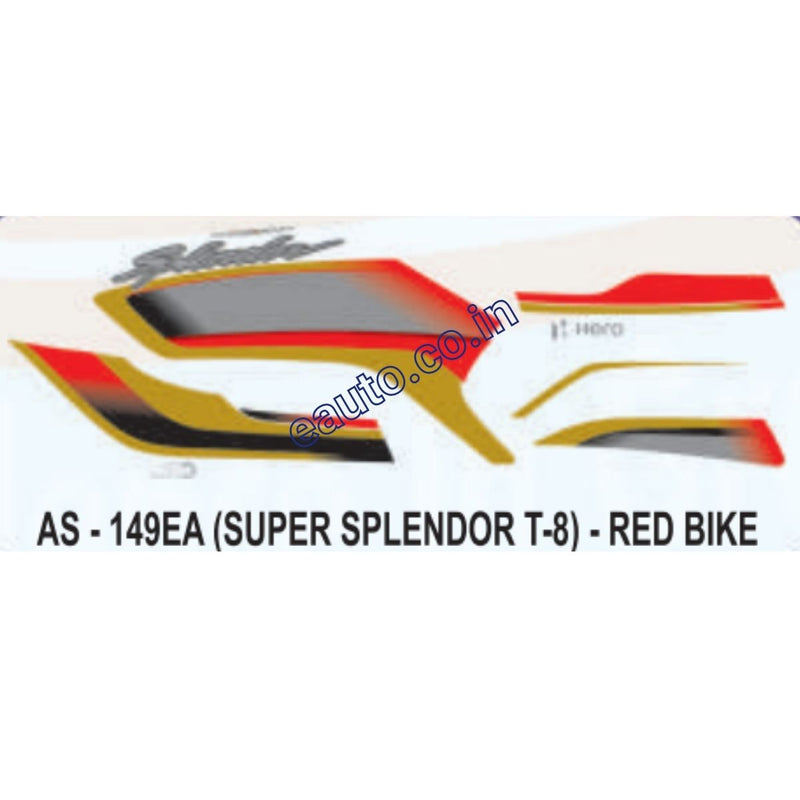 Graphics Sticker Set for Hero Super Splendor i3S | Type 8 | Red Vehicle