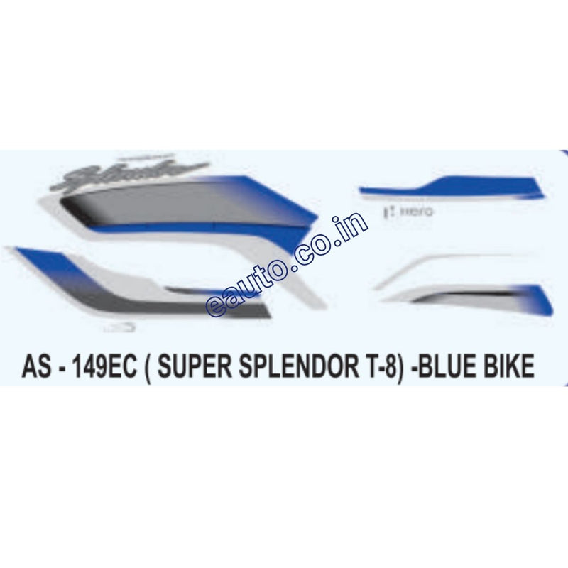 Graphics Sticker Set for Hero Super Splendor i3S | Type 8 | Blue Vehicle