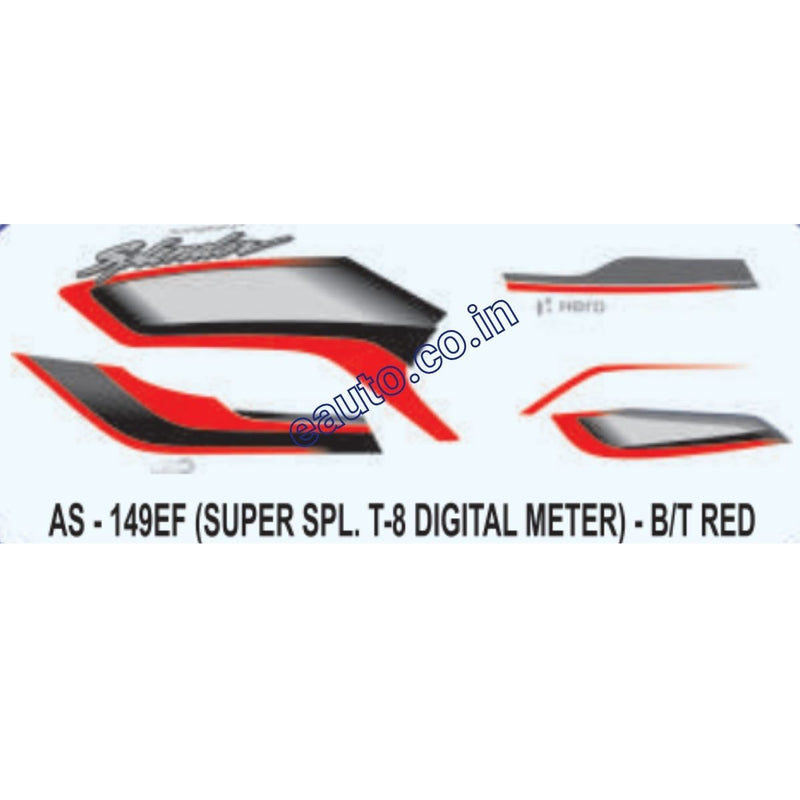 Graphics Sticker Set for Hero Super Splendor i3S | Type 8 | Digital Meter | Black & Red Sticker