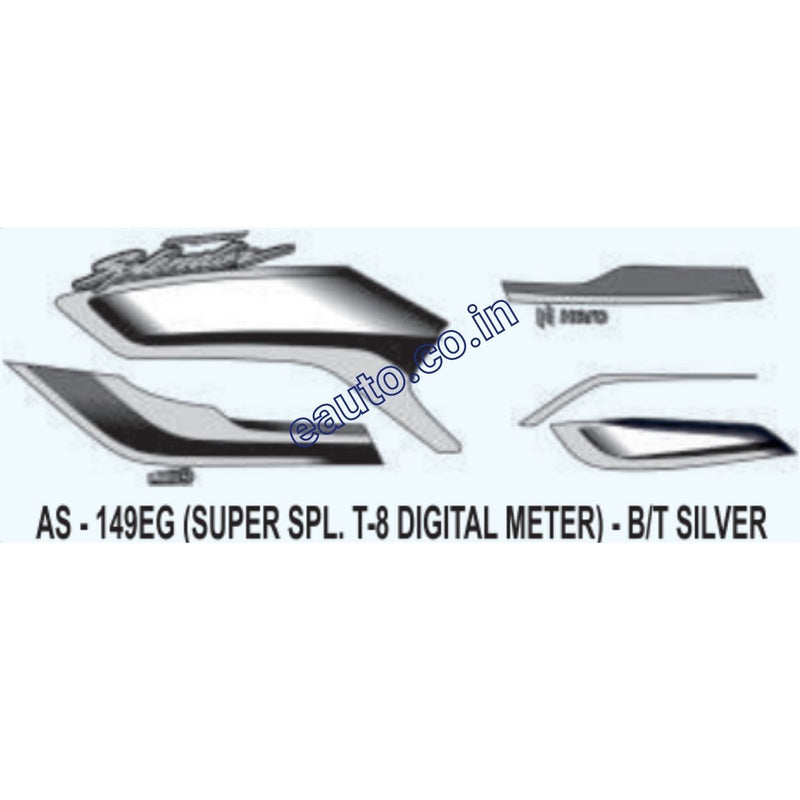 Graphics Sticker Set for Hero Super Splendor i3S | Type 8 | Digital Meter | Black & Silver Sticker